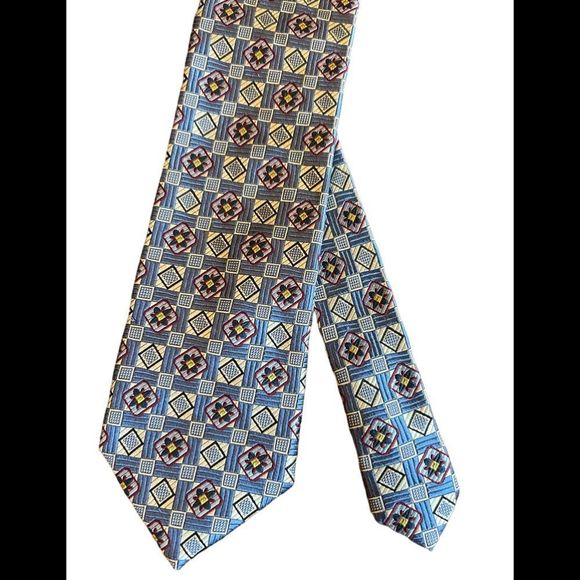 Jos. A. Bank Other - Jos. A. Bank Signature Collection blue and yellow medallion print silk tie